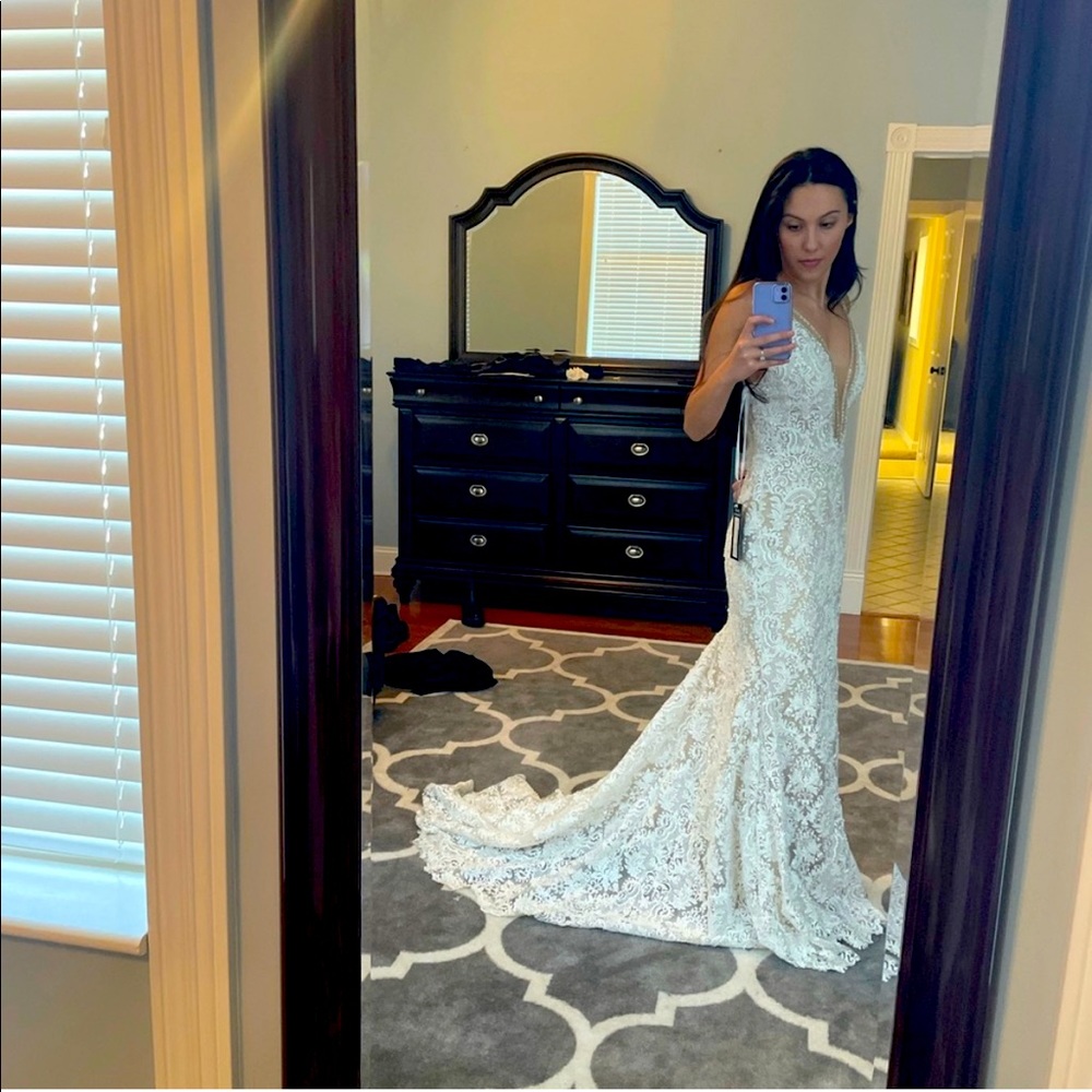 Stunning lace and beaded wedding dress